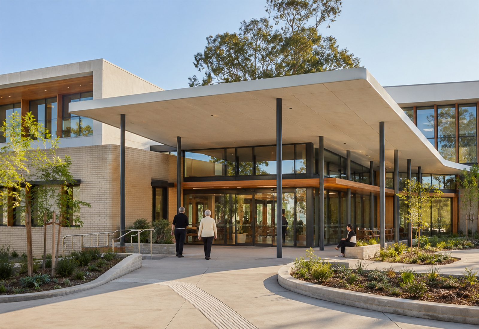 La Trobe Community Health Centre with calm façade, accessible entry, and warm community health setting